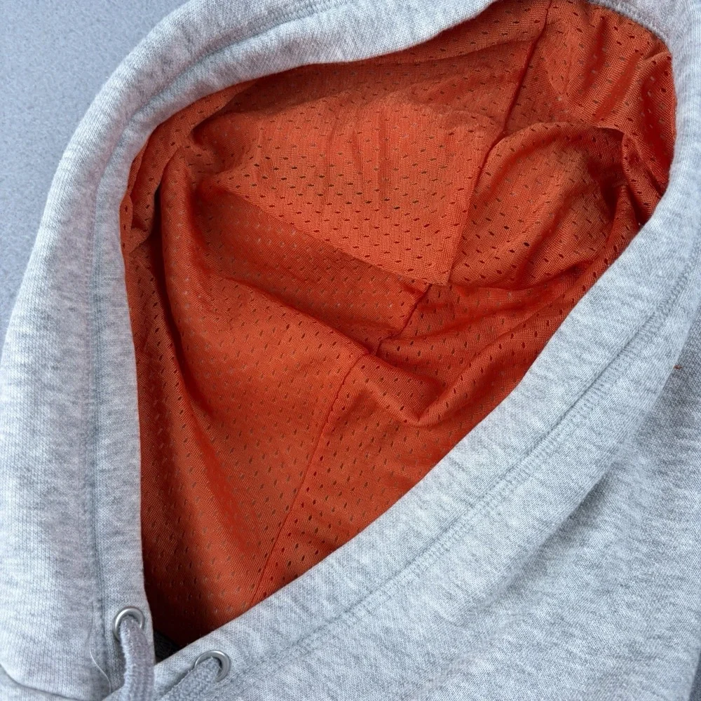 Y2K Nike Spellout Hoodie Men's Large Gray Orange Embroidered Pullover